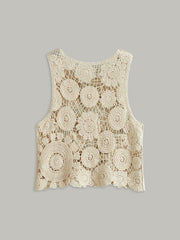 Sheer Sleeveless Cotton Sweater Vest