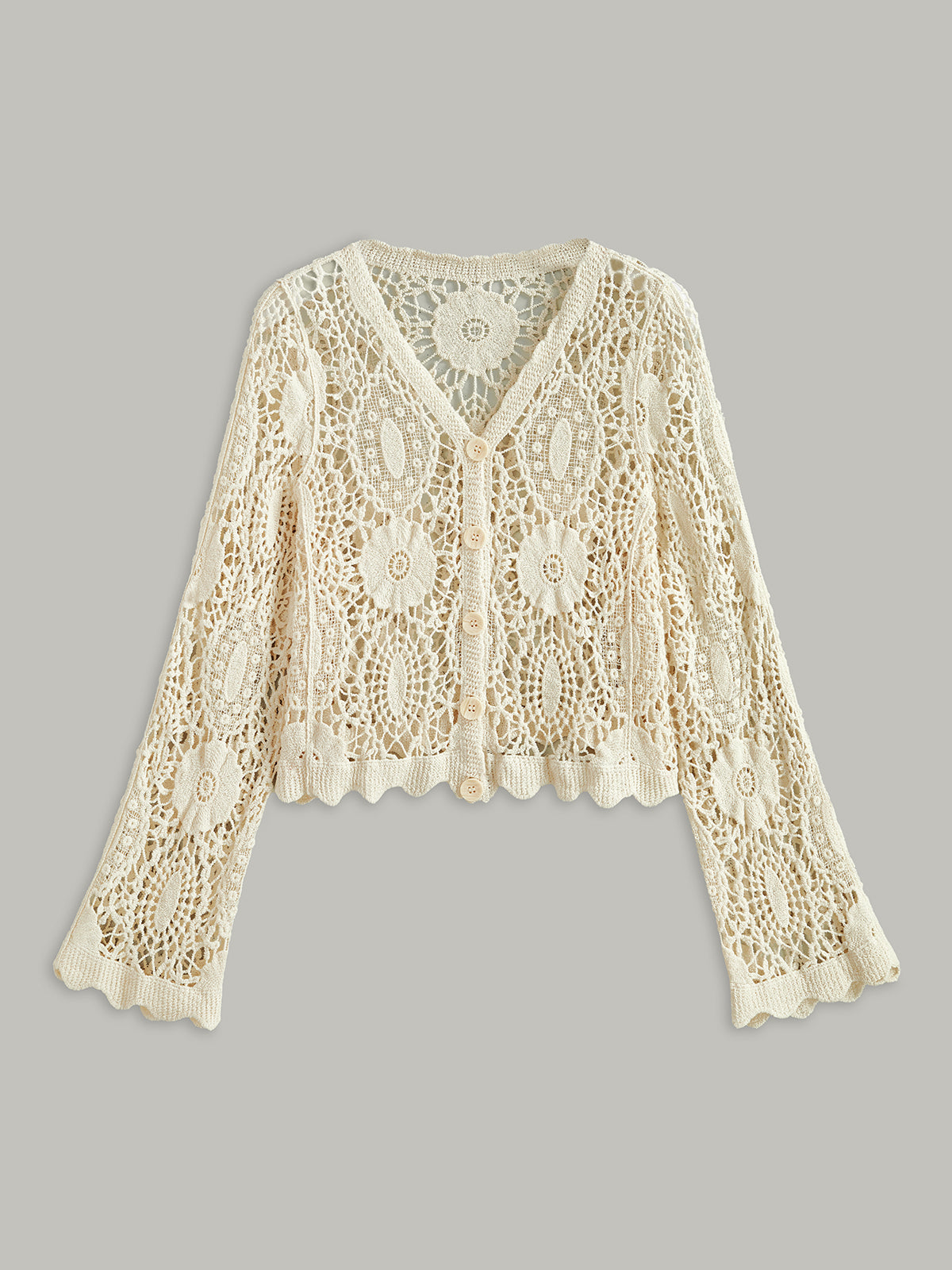 Crochet Lace Buttoned Cardigan