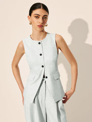 Pockets Sleeveless Tailored Vest