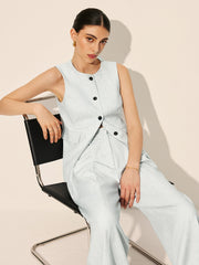 Pockets Sleeveless Tailored Vest