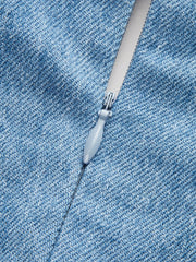 Halter Neck Buckle Detail Denim Dress