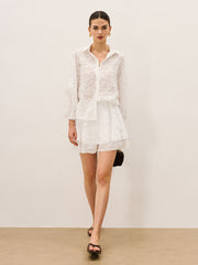 Sheer Embroidered Skirt Set