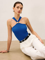 Halter-Neck Knit Top