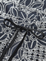 Embroidered Blouse with Tie-Front