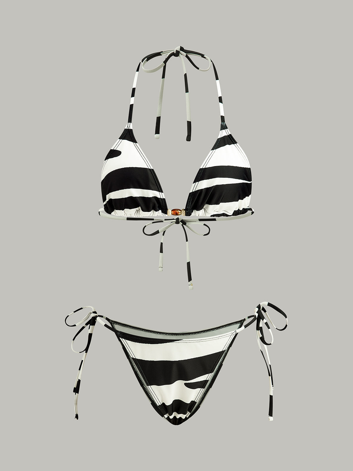 Striped Triangle Bikini Set