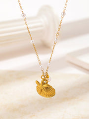 Golden Shell & Starfish Necklace With Pearls