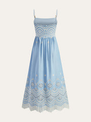 Semi-Sheer Embroidered Eyelet Cami Dress