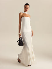 Halterneck Pleated Maxi Dress