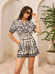 Pocketed Print Jumpsuit