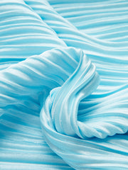 Semi-Sheer Belted Pleated Long-Sleeve Midi Dress