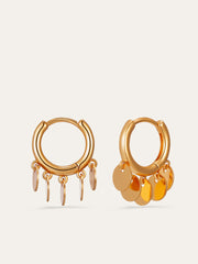 Dangling Disc Charm Hoop Earrings