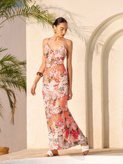 Floral Print Cross-Back Dress