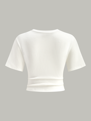 Cropped Knot-Front T-Shirt