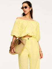 Puff-Sleeve Back-Tie Blouse