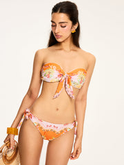 Floral Print Bandeau Bikini Set With Side Tie
