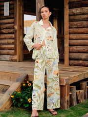 Elastic Waist Mid-Waist Floral Pants