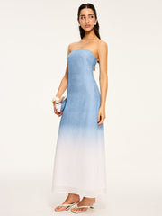 Gradient Strapless Maxi Slit Dress