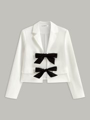Cotton & Linen Cropped Blazer with Bow