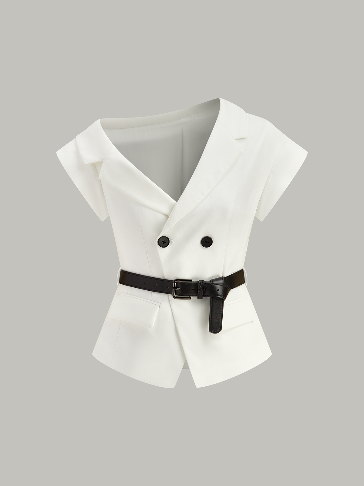 Asymmetrical Belted Blazer Top