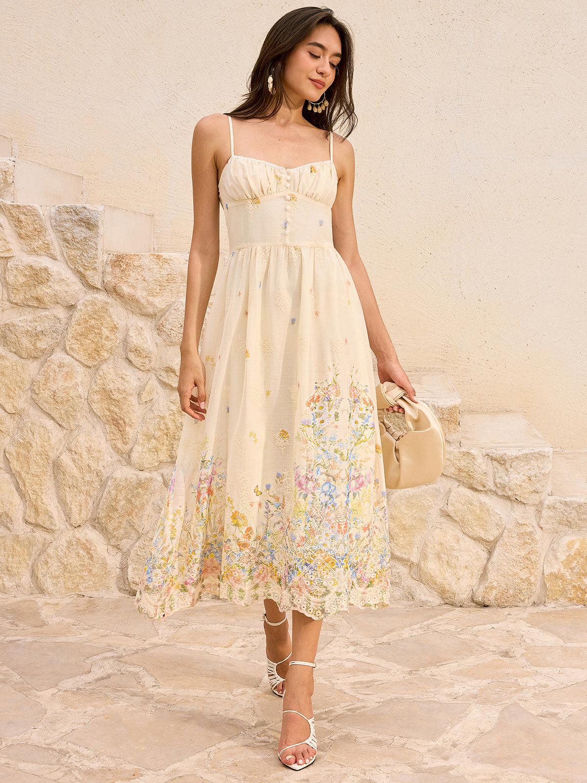 Floral Embroidered Midi Dress