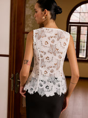 Lace Color-Blocked Vest