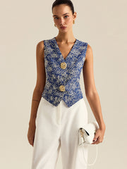 Floral Embroidered Vest