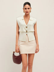 Metal Buttons Knit Vest