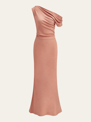 One-Shoulder Draped Maxi Dress
