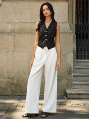 Metal Decor V-Neck Vest