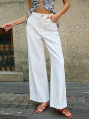 Metal Decor Wide-Leg Pants