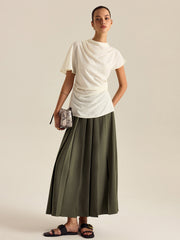 Draped Mock Neck Blouse