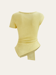 Asymmetrical Ruched Knotted Top