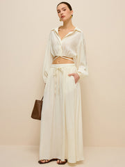 Oversized Textured Pocketed Maxi Skirt
