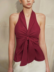 Halter Neck Knotted Front Top