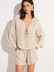 Striped Linen & Cotton Shorts Set