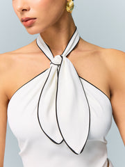 Halter Neck Bow Detail Crop Top