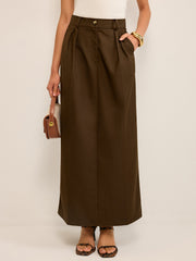 Pocketed High-Waisted Maxi Skirt