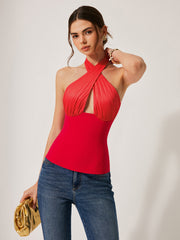 Cross Halter Backless Top
