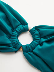 Ruched Bandeau Bikini Set with Ring Detail