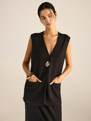 Metal Eyelet Detail Sleeveless Vest