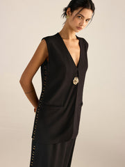 Metal Eyelet Detail Sleeveless Vest