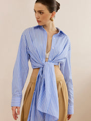 Oversized Striped Knotted Shirt