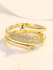 Gold Toned Stack Ring with Diamond-Like Details