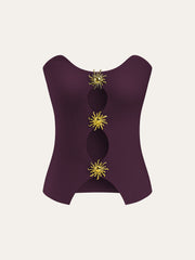 Metal Cut-Out Knit Sweater Vest