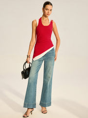 Asymmetric Layered Halter Top