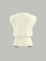 Pearl Decor Cap Sleeve Cardigan