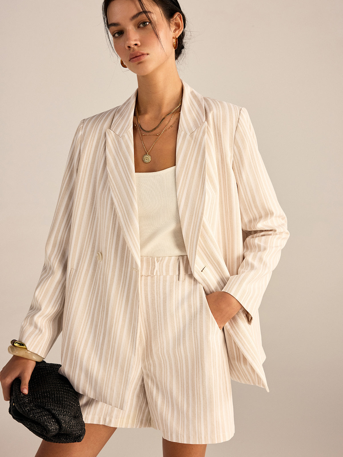 Striped Double-Breasted Blazer