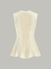 Cable Knit Sleeveless Peplum Top