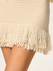 Fringed Knit Mini Skirt