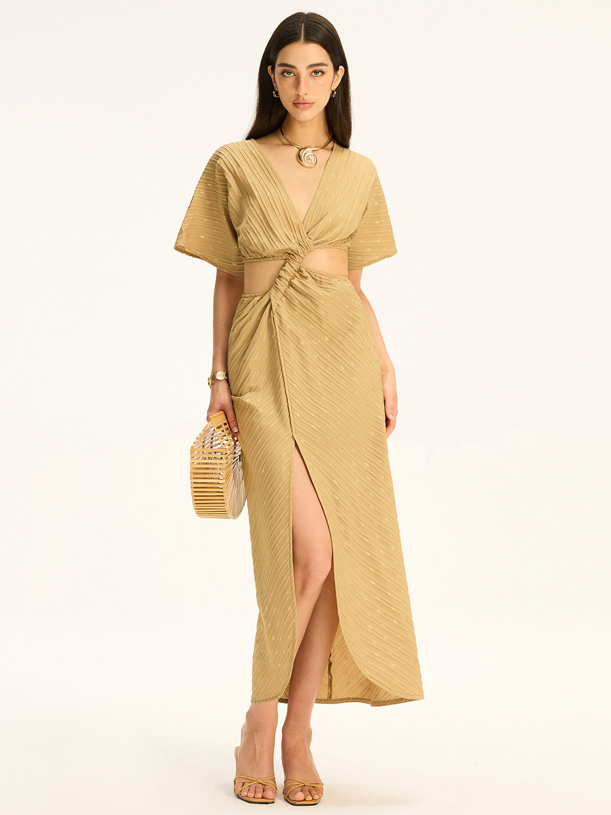 Cut-Out Twist Slit Maxi Dress